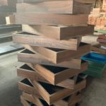 オーク塗装の杉材の木箱